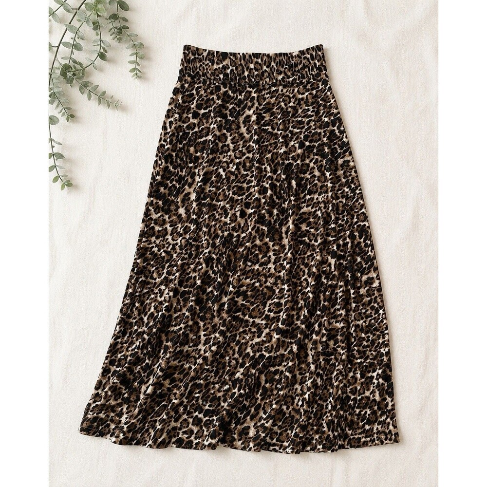 Ivy Collection Women’s Leopard Print Maxi Small Stretch Pull On Animal Skirt s